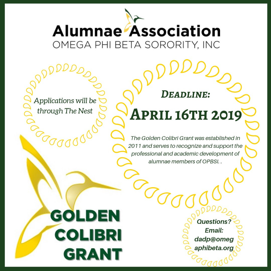 OPBSI Alumnae Association’s 2019 Golden Colibri Grant is now Available